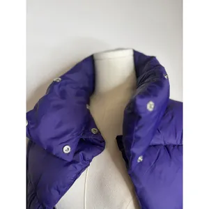 Coalition Purple Cropped Puffer Jacket M Statement Collar Designer Style Coat Size M thumbnail 7