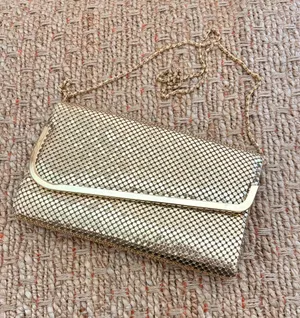Gold Mesh Evening Clutch handbag with Chain Strap thumbnail 1