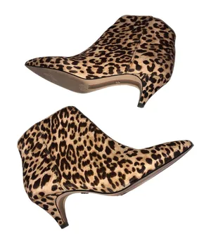 Sam Edelman Booties Size 8 Kinzey Leopard Calf Hair Kitten Heel Ankle Boots Fall thumbnail 1