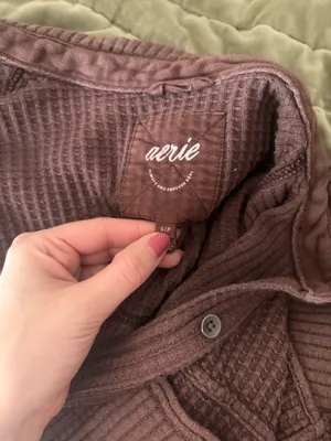 Aerie Chocolate Brown Button Down thumbnail 2