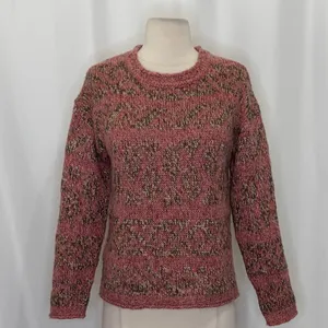 SUNDANCE Marled Roll Neck Sweater Wool Mohair Pink‎ Green Pullover Knit Small thumbnail 3