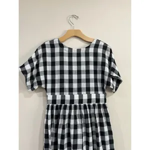Lulus Checks Out Black‎ White Gingham Button Front Midi Dress Small thumbnail 9
