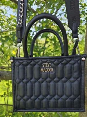 Steve Madden Black Quilted Mini Satchel crossbody new without tag thumbnail 2