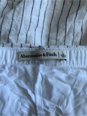 Abercrombie And Fitch White Black Stripped Linen Blend Mini Skort Skirt Large 32 thumbnail 2