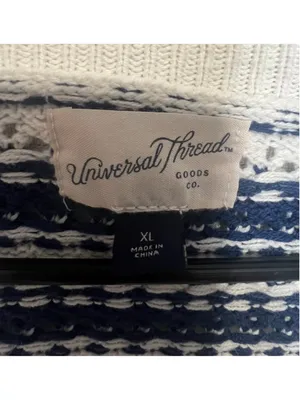 Universal Threads Navy And Cream Striped Button Up Short Sleeve Knit Cardigan thumbnail 4