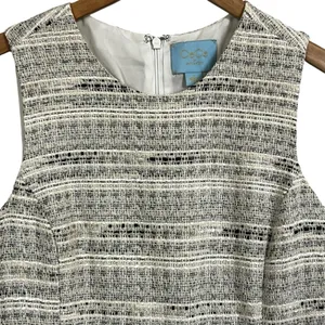 CeCe Cynthia Steffe Metallic Tweed Dress White Sz 2 thumbnail 4
