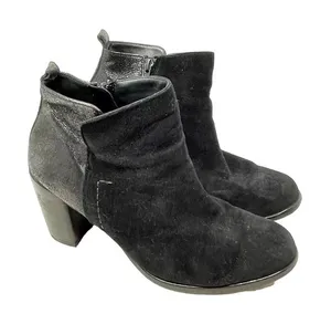 Paul Green Rockin Booties Black Suede Leather Metallic Size 7‎ / US 9.5 thumbnail 1