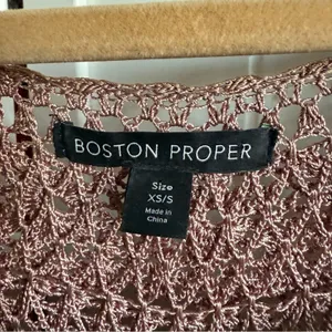 Boston Proper Brown Bell Sleeve‎ Ruffled Crochet Tiered Sweater Top XS/S thumbnail 4