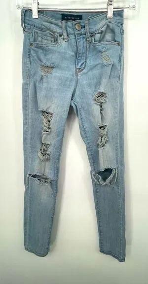 Aeropostale blue jeans size‎ 0 with rips thumbnail 1