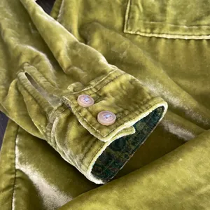 Pilcro Anthropologie Green Velvet Button Down Shirt Women’s US 2 UK 6 EU 34 thumbnail 7