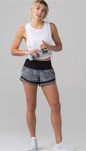 Lululemon Pace Perfect Shorts in Black and White Size 8 Brief-Lined 3” thumbnail 1