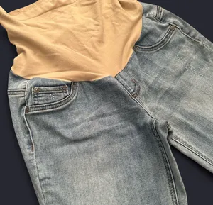 Indigo Blue Light Wash Distressed “Secret Fit Belly” Maternity Jeans thumbnail 3