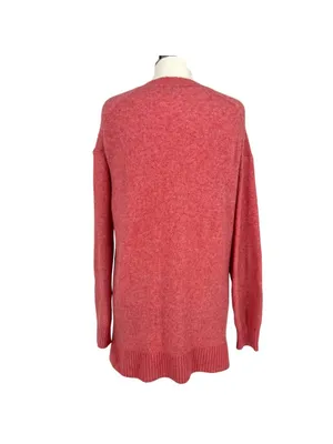 J. Crew Long Cardigan Sweater Pockets Pink Heather Preppy Cozy Size Medium thumbnail 7