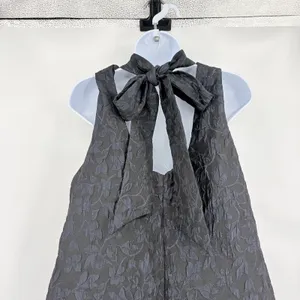 Scoop Black Jacquard Metallic Dress Sz M Bow Back Whimsigoth Dark Coquette Party thumbnail 8