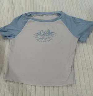 Angel Print Cropped Tee Y2K Size M thumbnail 2