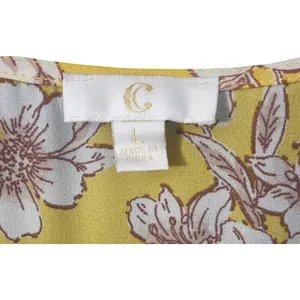 Catherines Charming Charlie Women's Yellow‎ Wrap Floral Ruffle Dress, Large thumbnail 2