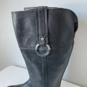 Frye Jamie Ring Tall Distressed Black Leather Riding Boots Size Women's 9 thumbnail 6
