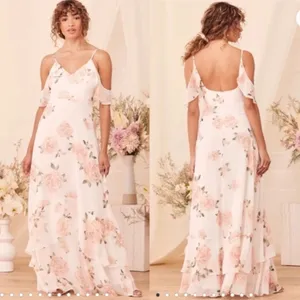 Lulu's Take You There Ivory Floral Print Maxi Dress size XS‎ thumbnail 2