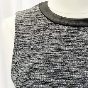 Madewell Womens 10 Anywhere Dress Mini Skater Black White Tweed Faux Leather‎ thumbnail 6