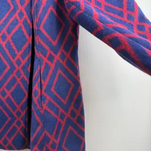 C. Wonder Geometric Diamond Print Coat Navy Red Brooch Women’s S NWOT thumbnail 4