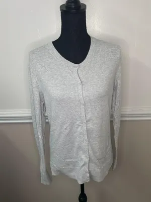 Gap Button Up Light Grey Blouse Size Large thumbnail 1
