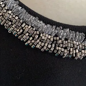 White House | Black Market Black Peplum Beaded High Neck Tank Top thumbnail 3
