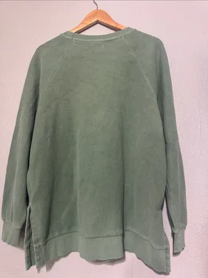Altar'd State Relaxed Olive Green Smiley Sweatshirt - Women thumbnail 4