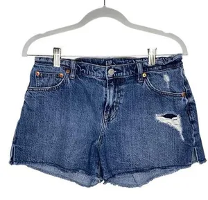 GAP Destroyed Distressed 3 Inch Cutoff Denim Jean Shorts Size 27T Indigo Blue thumbnail 1