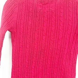 American Eagle Women Red Y2K Cable Knit Fisherman Preppy V-Neck Sweater Size S thumbnail 6