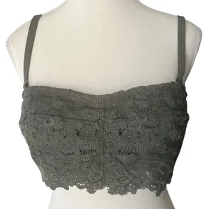 Aerie Olive‎ Green Floral Lace Bandeau Bralette Adjustable Straps Large thumbnail 1