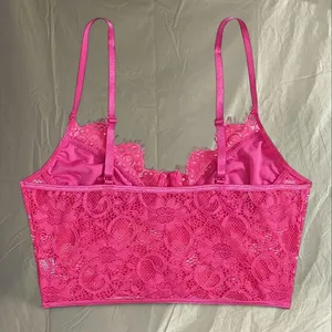 SHEIN Hot Pink Lace Corset Top thumbnail 6
