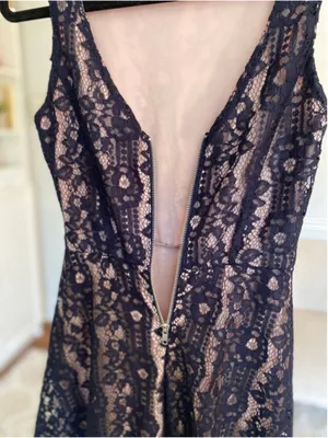 Speechless Navy‎ Mini Dress Lace Formal Romantic Parisian Boho Quiet Luxury S thumbnail 4