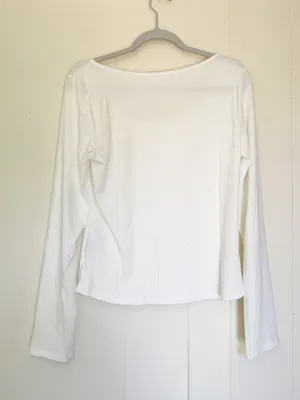 NEW CARLY JEAN LOS ANGELES CJLA Ribbed Long Sleeve Tee Ivory XL thumbnail 3