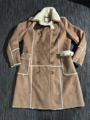 Ruff Hewn Faux Suede Fur Long Coat Penny Lane Beige Women's Size Large thumbnail 1