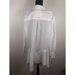 We The Free People Button Front Tunic Womens Freya Poplin Oversized M Ivory‎ thumbnail 2