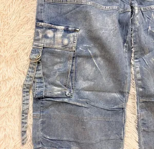 Vibrant M.I.U. Metallic Wide leg Cargo Denim Pants - NWT - Womens Size L 32”W thumbnail 6
