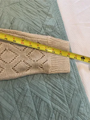 Marled Cream Openwork Diamond Knit Crewneck Sweater thumbnail 4