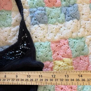 Hollister y2k Lace Trim Tank Top Size S Black Ribbed Racerback thumbnail 5