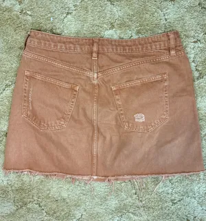 Free People We The Free Brown Distressed Denim Mini Skirt Button Front 31 thumbnail 5