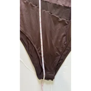 SheIn Womens Brown Mesh Bodysuit XL Sheer Long Sleeve Geometric Panels Fitted thumbnail 6
