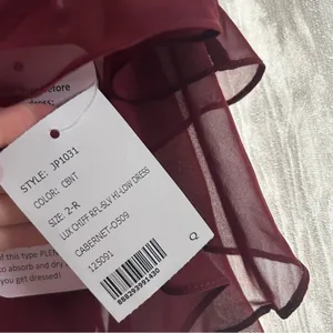 Jenny Packham Flutter Sleeve Luxe Chiffon Hi-Low Formal Dress‎ Cabernet NWT 2 thumbnail 6