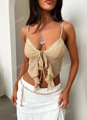 SheIn Tan Crop Top thumbnail 2