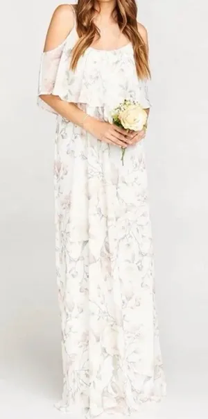 Show Me Your MuMu White Floral Cold-Shoulder Maxi Dress Size S thumbnail 1