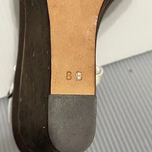 COLE HAAN SZ 8 White patent leather woven Wedge Sandals Slingback Cork Gold thumbnail 8