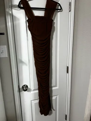 Mesh Maxi Shein Dress Brown thumbnail 2