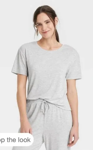 Auden Heather Gray Pajama T-Shirt Women’s XL Short Sleeve Lounge Sleep Tee thumbnail 1