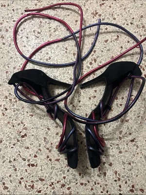 Free People Jessa Metallica Cord Ankle Wrap Suede Heels 7/38 thumbnail 4