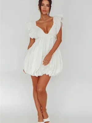 NWT Selfie Leslie Horoscope Bubble Hem Mini Dress Ivory thumbnail 6