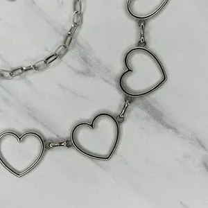 Open Heart Silver Tone Chain Belt One Size (OS) ✨ thumbnail 6