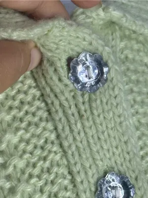 Wayf Light Green Openwork Knit Polo Sweater Size M thumbnail 5